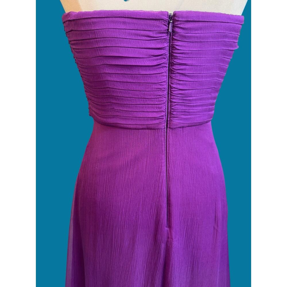 Tadashi Shoji Silk Purple Strapless Gown Sz 8 Ruched Formal Evening Maxi Dress - Picture 3 of 15
